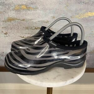 Sloggers Clog Shoes Womens Size 7 Black Zebra Print Waterproof Garden USA